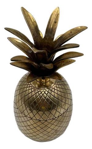 Mid 20th Century Solid Brass Pineapple Container