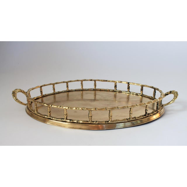 Vintage Brass Faux Bamboo Tray For Sale - Image 4 of 12