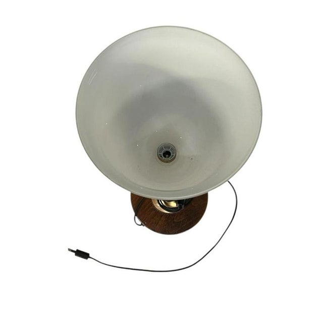 Metal Art Deco Table Lamp in Glass and Walnut, 1930 For Sale - Image 7 of 7