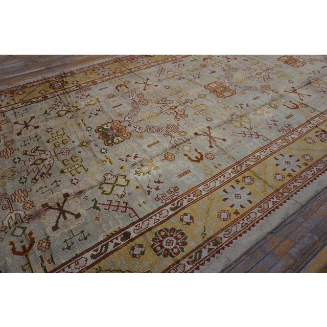 Magnificent White Ivory Color and Superb Geometric Design Antique Turkish Oushak Rug For Sale - Image 10 of 15