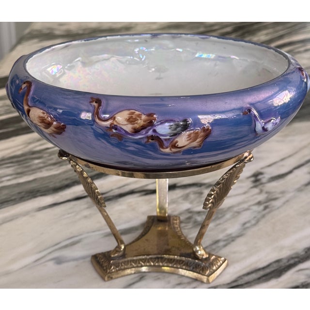 Antique Lusterware Goose Motif Decorative Bowl For Sale - Image 11 of 15