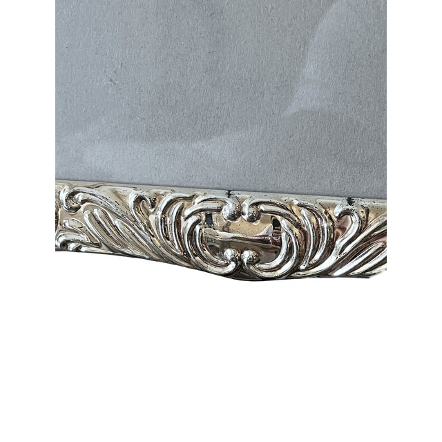 1980s 1980s Large Rococo Revival Silverplated Acanthus Scroll Picture Frame 12" × 10" for 9" × 11" Image For Sale - Image 5 of 11