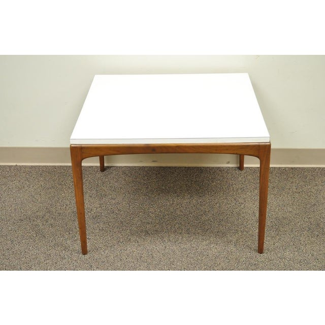 Vintage Mid Century Modern Walnut & Laminate Square Coffee Table Danish