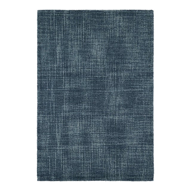 Dash & Albert by Annie Selke Crosshatch Denim Micro Hooked Wool Rug, 7' 6" x 9' 6" For Sale
