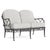 Brown Jordan Calcutta Loveseat, Textured Pewter frame with Fusion Dove fabric For Sale - Image 12 of 12