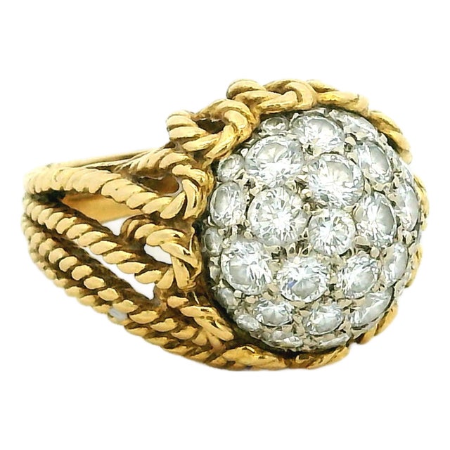 Hammerman Brothers 18k Gold Diamond Bombé Cocktail Ring For Sale