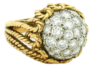 Hammerman Brothers 18k Gold Diamond Bombé Cocktail Ring