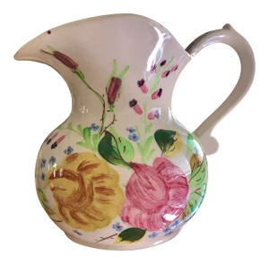 Circa 1930 Blue Ridge Southern Potteries Sally Pitcher in Ida Rose Pattern