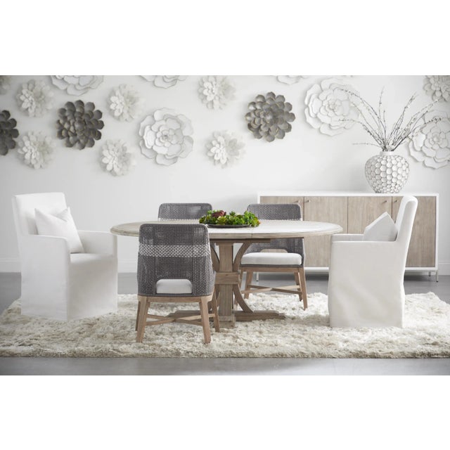 Tapestry Grey Mahogany Dining Chair, White Speckle Stripe & Dove Rope For Sale - Image 11 of 13