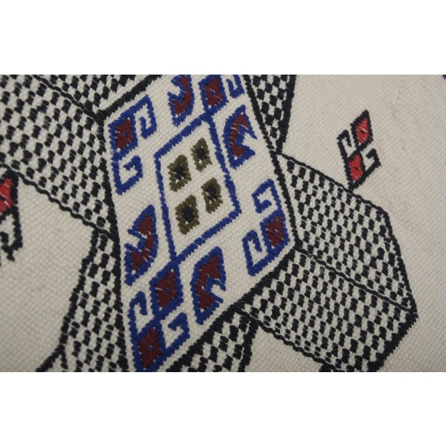 Textile Vintage Oriental Floral Embroidery Jajim Kilim Rug 5'11" X 7'5" For Sale - Image 7 of 13