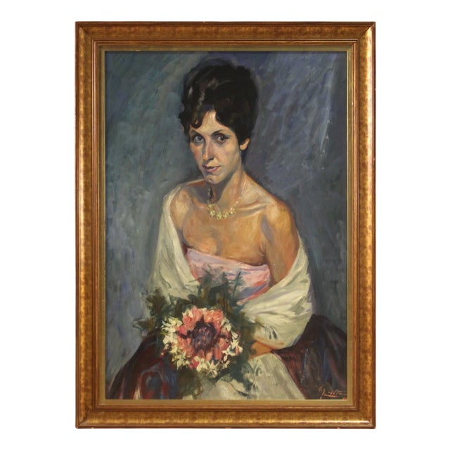 Italian Artist, Portrait of a Lady, 20th Century, Mixed Media For Sale