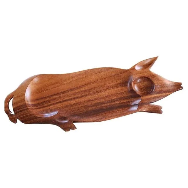 1970s Pig Party Platter Serving Tray Wood Charcuterie Board For Sale - Image 11 of 12