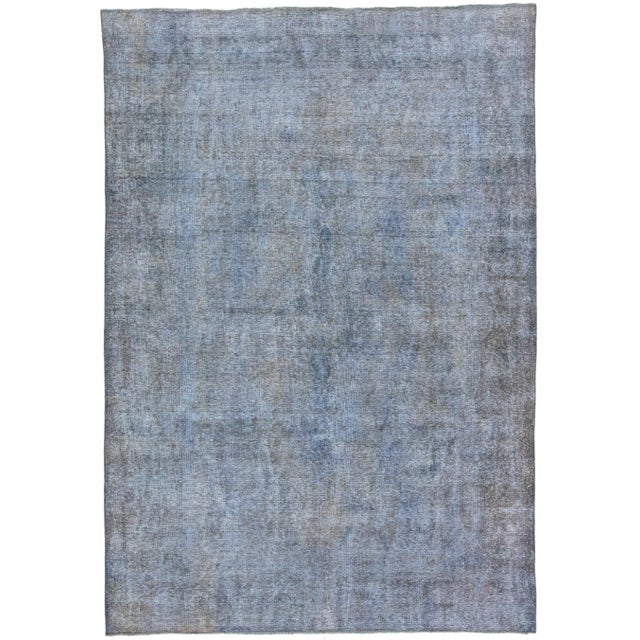 Vintage Persian Overdyed Handmade Medallion Blue Wool Rug For Sale - Image 11 of 11