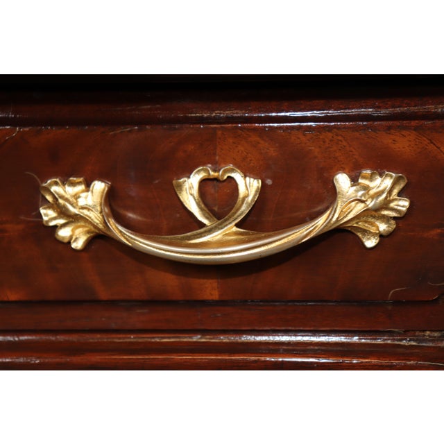 Brown 1920's Art Nouveau Mahogany Ormolu Mounted Vanity and Majorelle Stool For Sale - Image 8 of 14