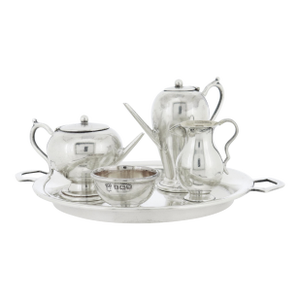 Vintage English Sterling Silver Dollhouse Miniature Tea Set by Barker Brothers