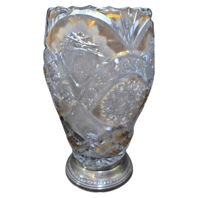 Vintage Cut Crystal Vase with Silver Base, 1950 For Sale - Image 13 of 13