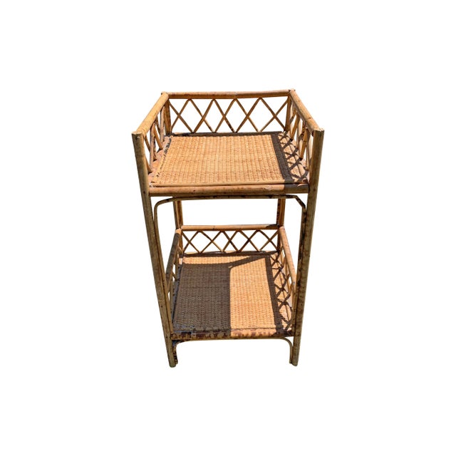 Vintage Small Rattan Wicker Shelf Stand Natural Chairish