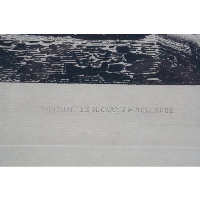 Antique French Victorian Salon De 1877 Carrier Belleuse Portrait Etching 27" For Sale - Image 9 of 14