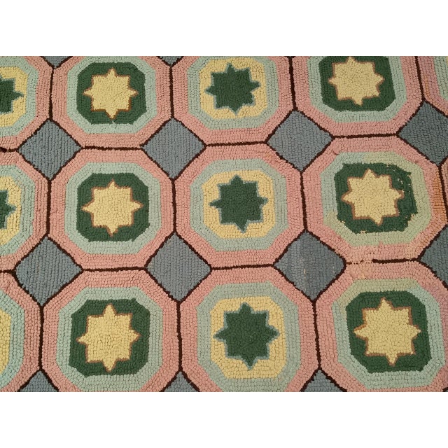 Vintage Hand-Hooked Rug, Allover Geometric Design, Wool & Cotton, American Folk Art, 3x5 For Sale - Image 14 of 14