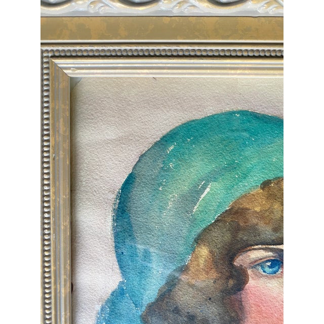 Vintage Water Color Portrait Painting of a Bohemian Woman on Paper Framed, Artist Signed 1929 For Sale In Philadelphia - Image 6 of 7