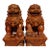 Pair of Hand-Carved Boxwood Guardian Lion Statues on Decorative Bases For Sale