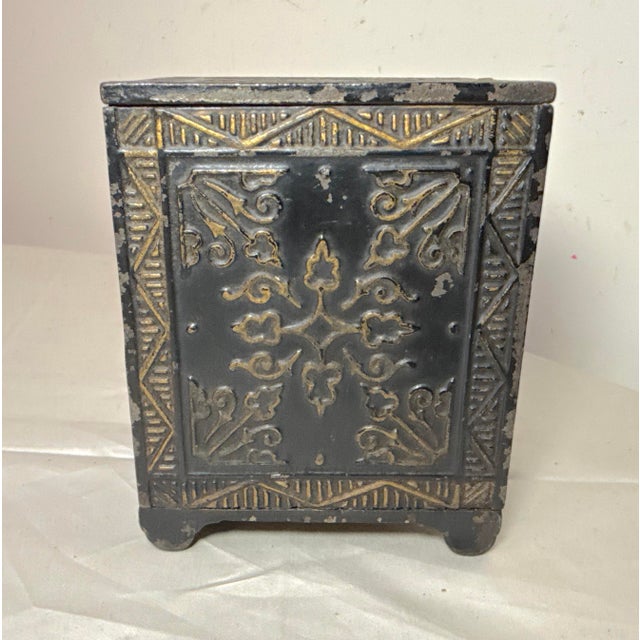 Black Rare Mistake Antique 1888 Cast Iron Security Safe Deposit Lockable Still Bank For Sale - Image 8 of 12