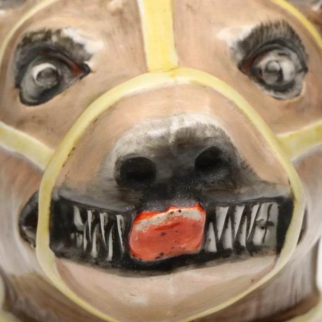 Antique Early 19th Century English Staffordshire Stirrup Cup in the Form of a Bear For Sale - Image 4 of 7