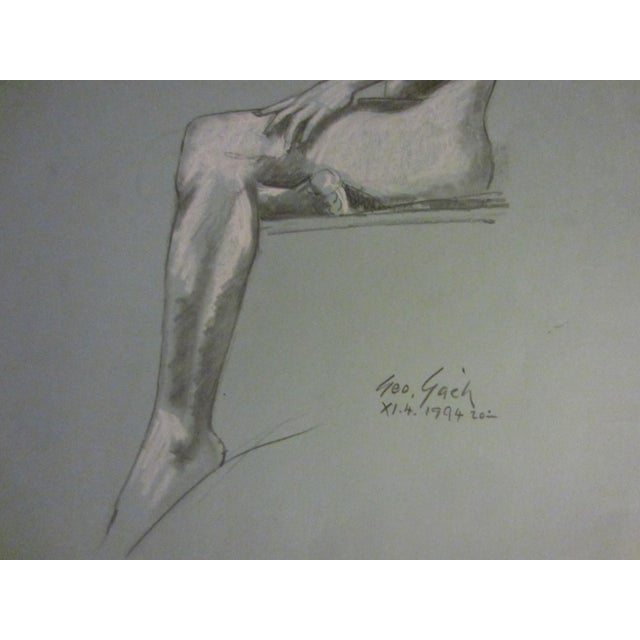 1950s George Gach Impressionist Signed Drawing Portrait on Paper Gouache For Sale - Image 4 of 10
