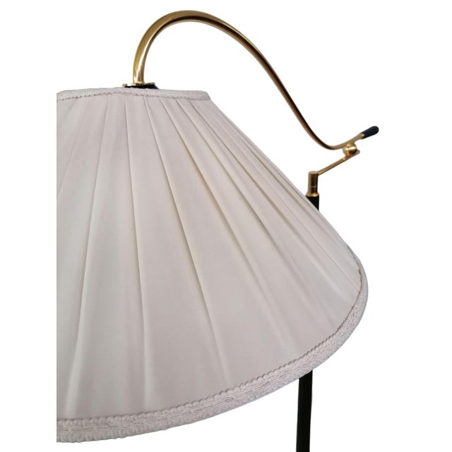 Floor Lamp with Adjustable Arm and Fabric Lampshade, 1980s For Sale - Image 3 of 7