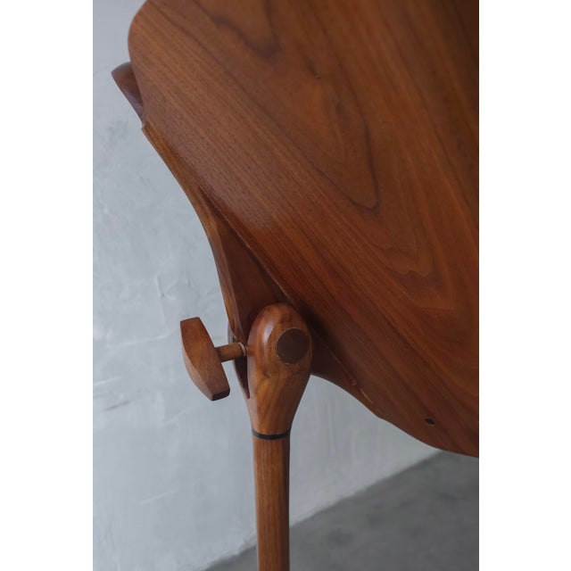 Sculpted Walnut Studio Craft Music Stand, Signed For Sale - Image 12 of 14