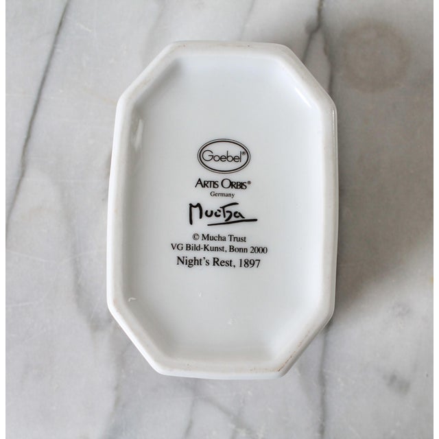 Vintage Goebel Artis Orbis Mucha 'Night's Rest' Miniature Vase & Trinket Box German Goebel Collection For Sale - Image 14 of 15