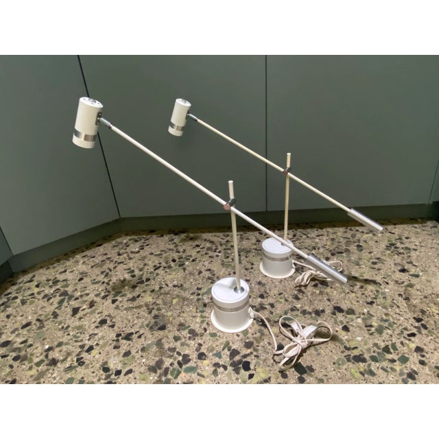 1980s Frandsen Counter Balance Halogen Task Lamps in White With Chrome Accents - a Pair For Sale In Los Angeles - Image 6 of 11