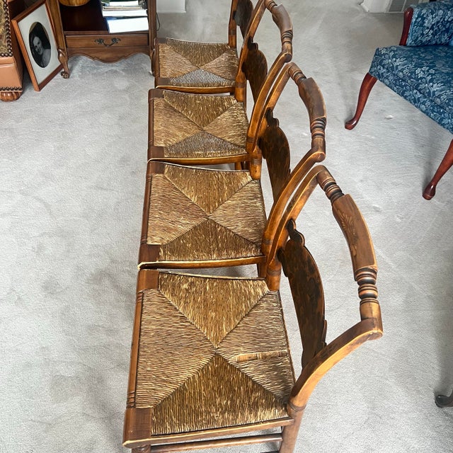 Vintage Hitchcock Rush Seat Chairs - Set of 4 For Sale - Image 9 of 12