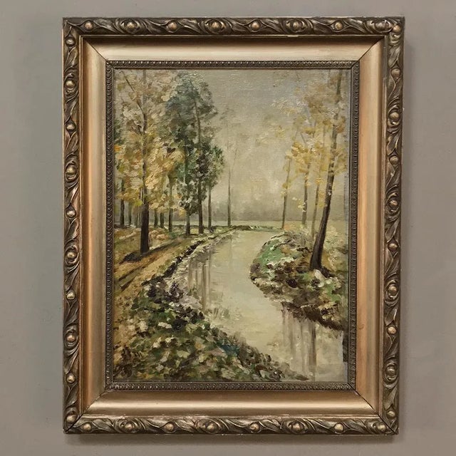 Antique Framed Landscape Oil Painting on Canvas For Sale - Image 4 of 13