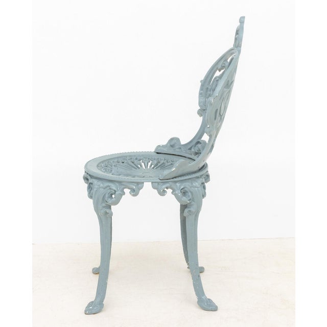 Victorian Style Blue Painted Cast Iron Side Chair For Sale In New York - Image 6 of 7