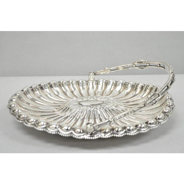 Metal Antique Rogers & Bro Silver Plated Wedding Brides Basket W Reticulated Handle For Sale - Image 7 of 17