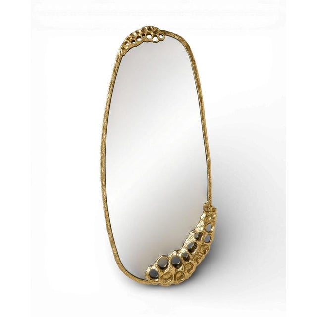 Lotus Brass Wall Mirror by Maeve For Sale - Image 4 of 10