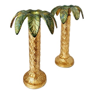 Palm Tree Candlesticks Candle Holders - A Pair For Sale