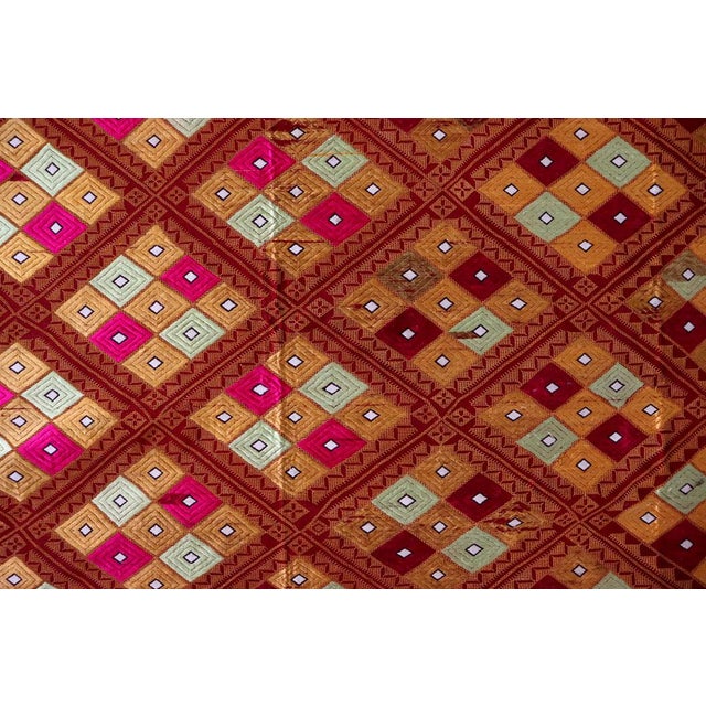 Vintage Indian Embroidered Pulkari Wall Hanging, 1920s For Sale - Image 10 of 14