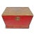 Vintage Chinese Ming-style trunk or storage chest featuring beautifully aged red lacquer with a naturally worn honey-toned...
