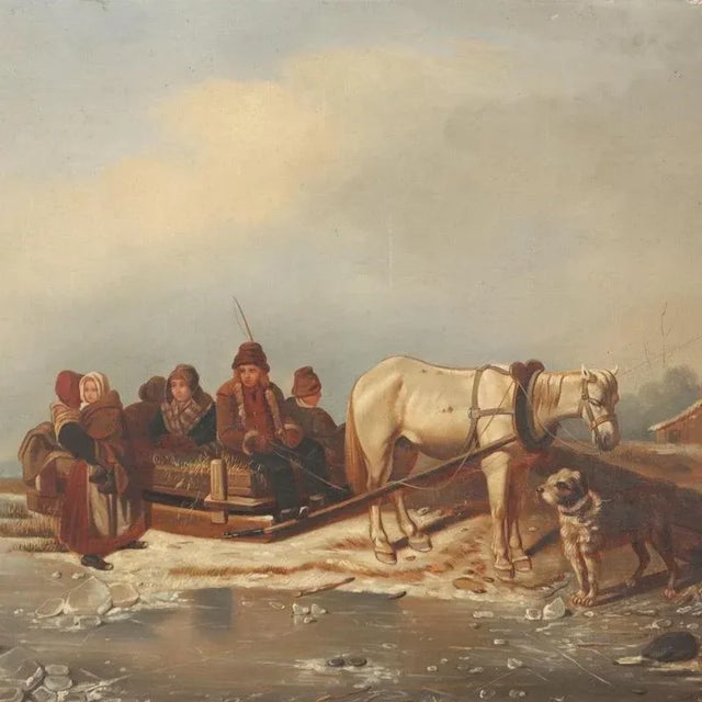 European Artist, Winter Scene, 1800s, Oil on Canvas, Framed For Sale - Image 3 of 13