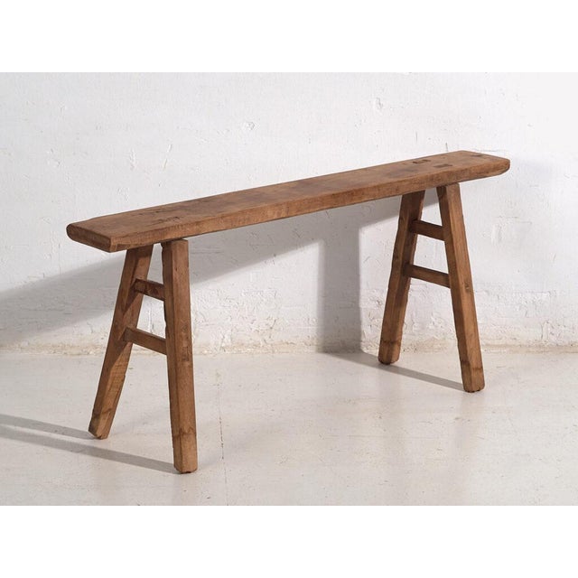 Brown Antique Chinese Wooden Bench For Sale - Image 8 of 8