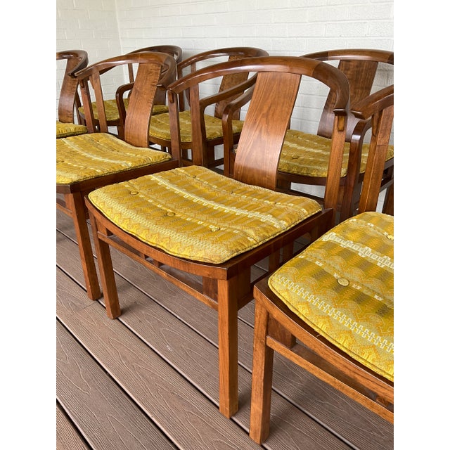 1950s 1950s Walnut Dining Chairs by Michael Taylor for Baker Furniture - Set of 10 For Sale - Image 5 of 12