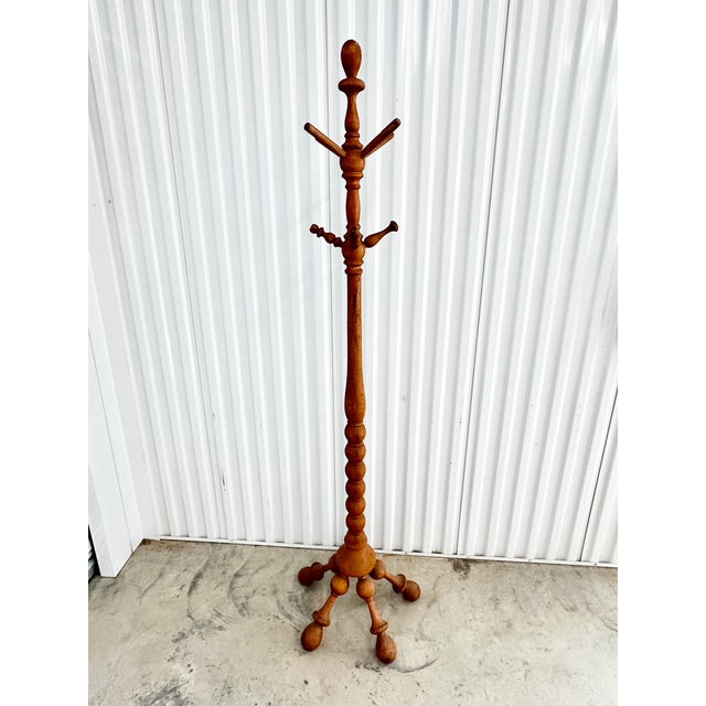 Wood Antique Turned Wood Coat Rack For Sale - Image 7 of 7
