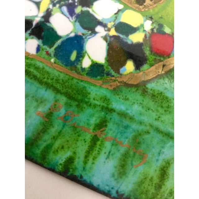 Artisan Copper Painting With Rosewood Stand For Sale - Image 5 of 11