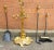 Brass Louis XV Style Gilt Brass 3-Part Fire Fender, Tool Stand With Three Tools Set For Sale - Image 8 of 11
