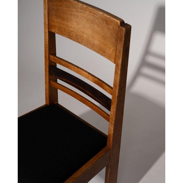 Brown Vintage Amsterdam School Dining Chairs in Oak with Coromandel Details, 1920s, Set of 4 For Sale - Image 8 of 11
