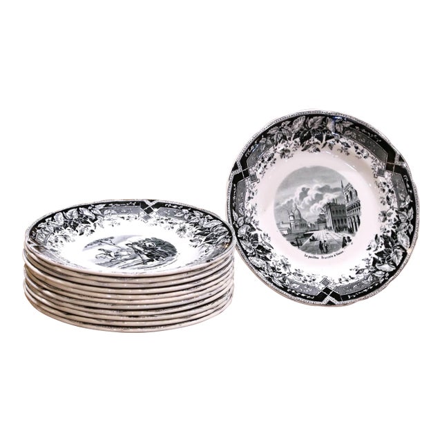 19th Century French Choisy-Le-Roi Dessert Plates “Campagnes Militaires”- Set of 12 For Sale