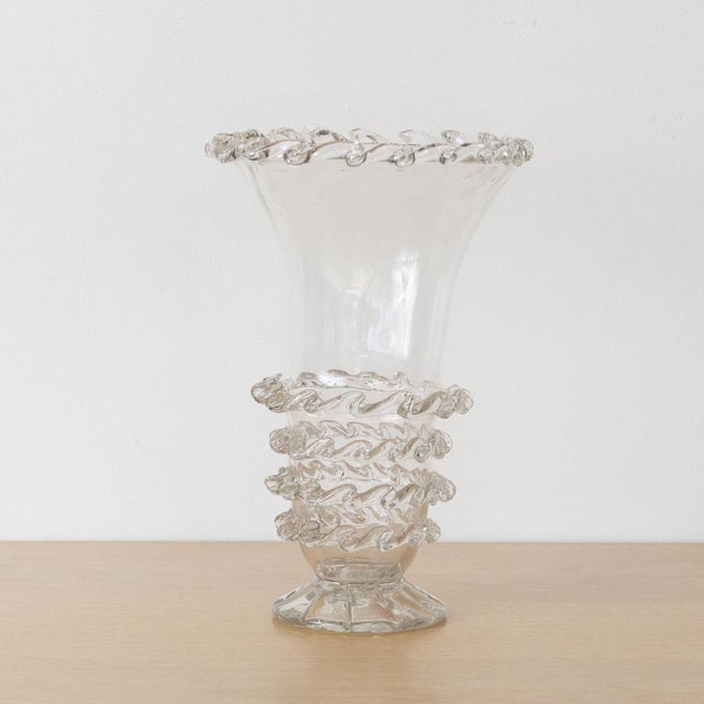 1930s Spanish Scalloped Glass Vase For Sale - Image 9 of 10