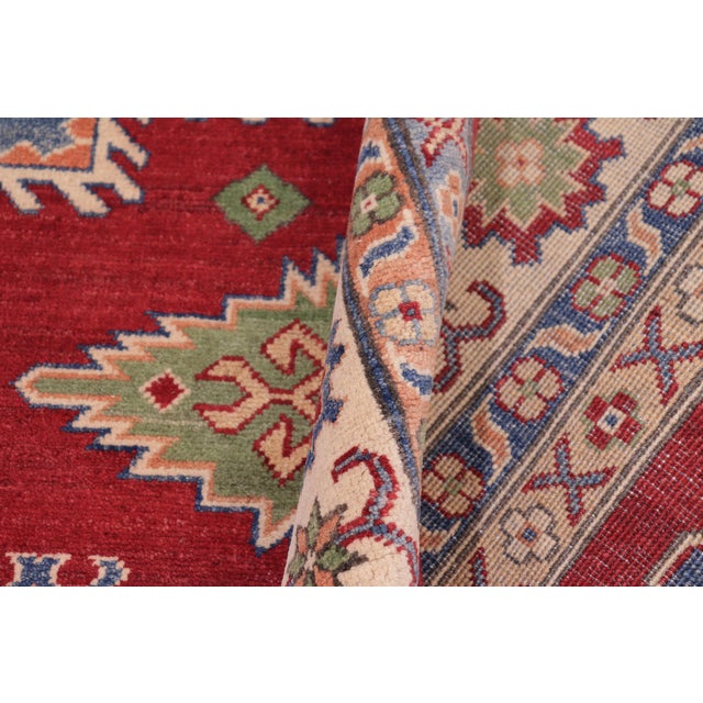Textile Southwestern Kazak Red/Beige Wool Rug - 8'1''x9'8'' For Sale - Image 7 of 10